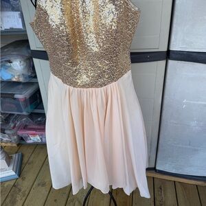 Girls' Sequin Bodice Peach Party Dress